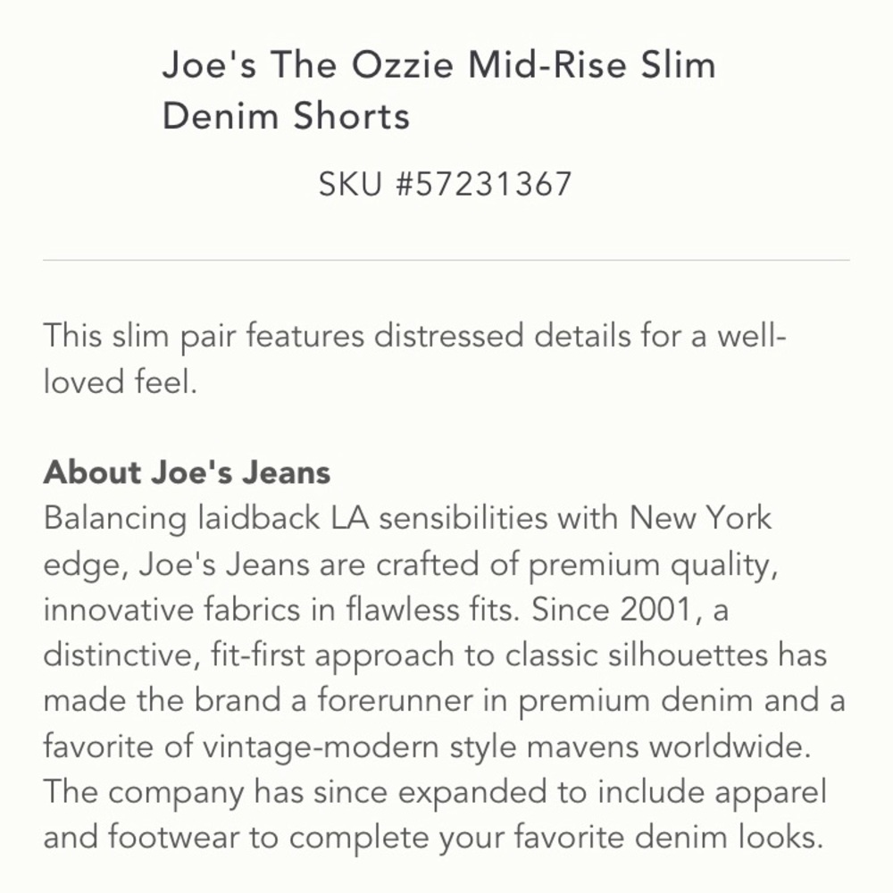 Joe’s Jeans The Ozzie Distressed Denim Cut-off Shorts 32 - Picture 2 of 4